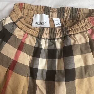 Burberry Beige/Tan/Black Classic Check Elastic Waist Skirt with Red Accent